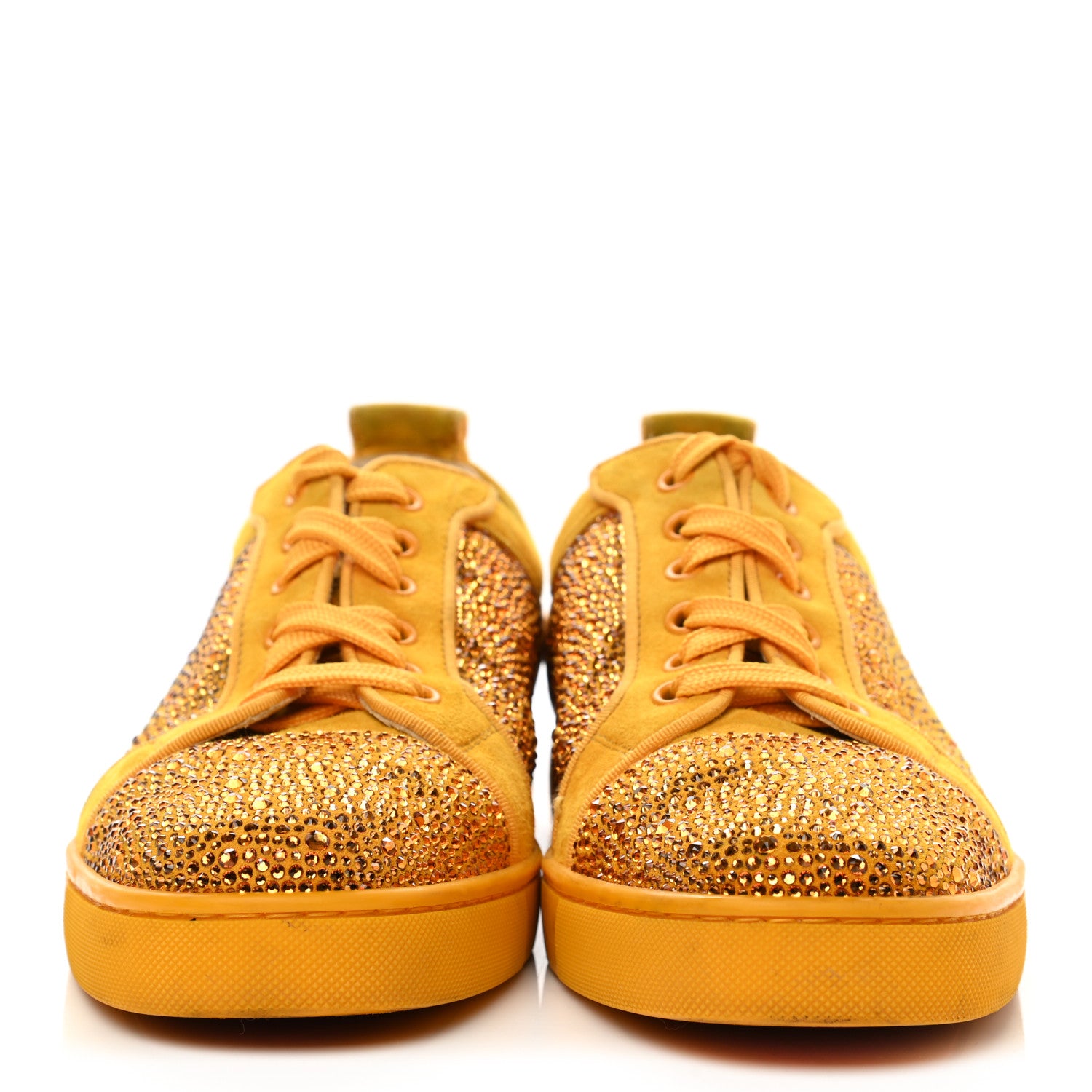 Christian Louboutin Calfskin Veau Velours Strass Louis Junior Flat Sneakers 41 Topaz 2 of 26