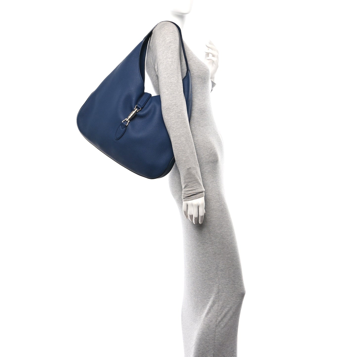 Soft Grained Calfskin Large Jackie Hobo Classic Blue Marine