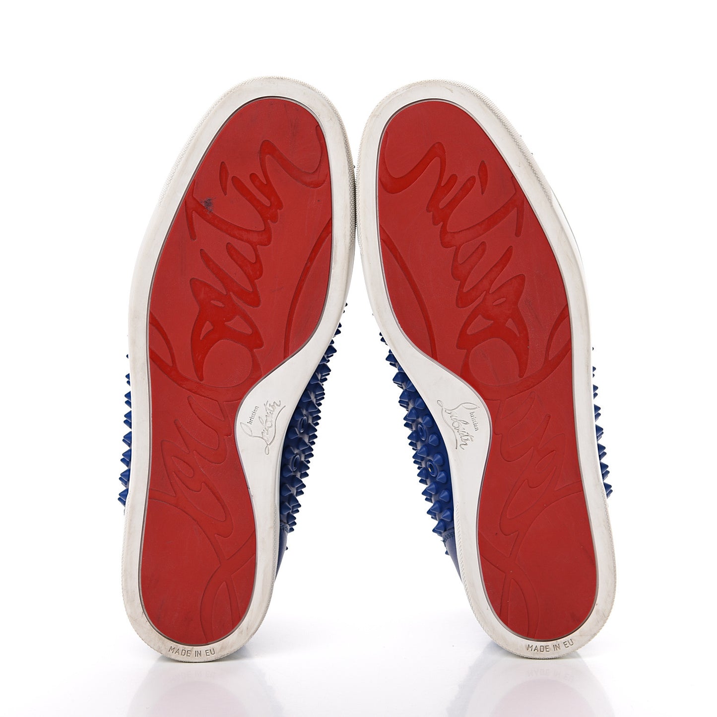 Calfskin Mens Louis Spikes Flat Sneakers 43 Neptune