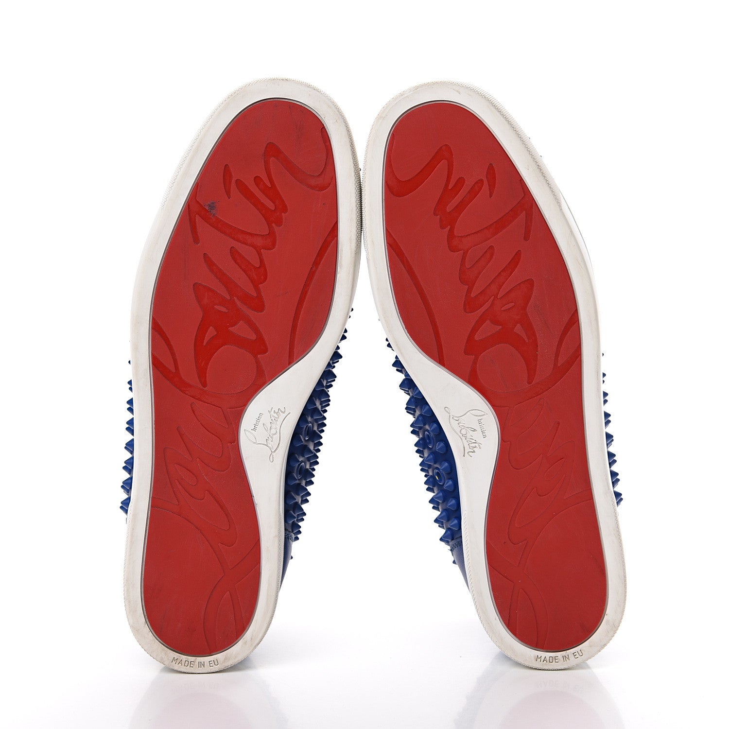 Christian Louboutin Calfskin Mens Louis Spikes Flat Sneakers 43 Neptune 5 of 14