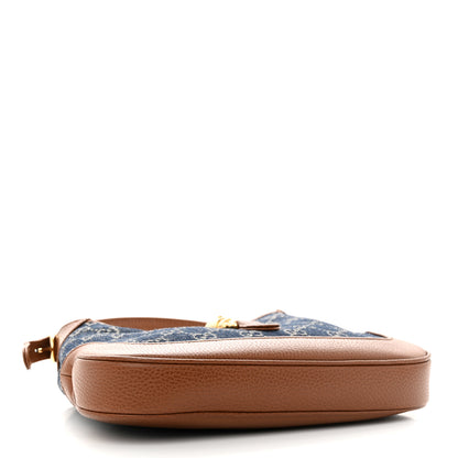 Gucci New Denim GG Monogram Calfskin Small Jackie 1961 Hobo Blue Tea Cuir 4 of 12