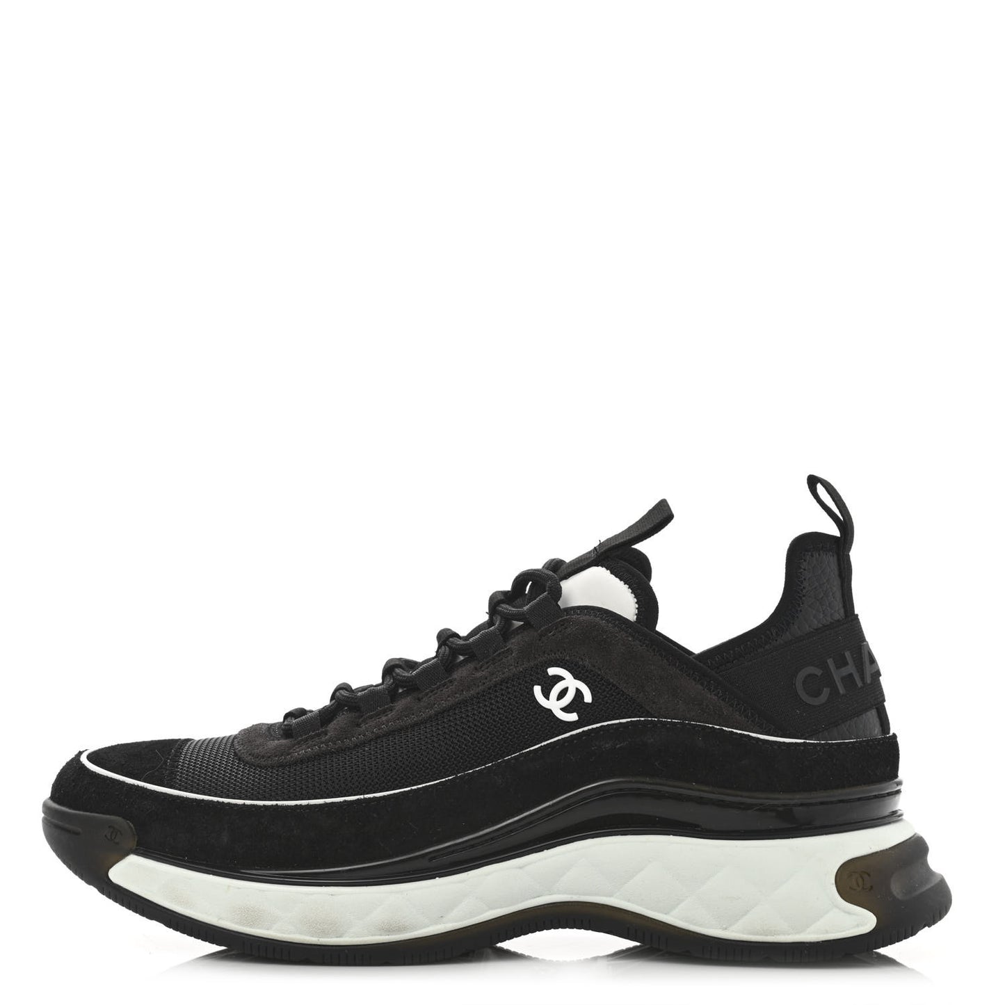 Velvet Calfskin Mixed Fibers CC Sneakers 41 Black