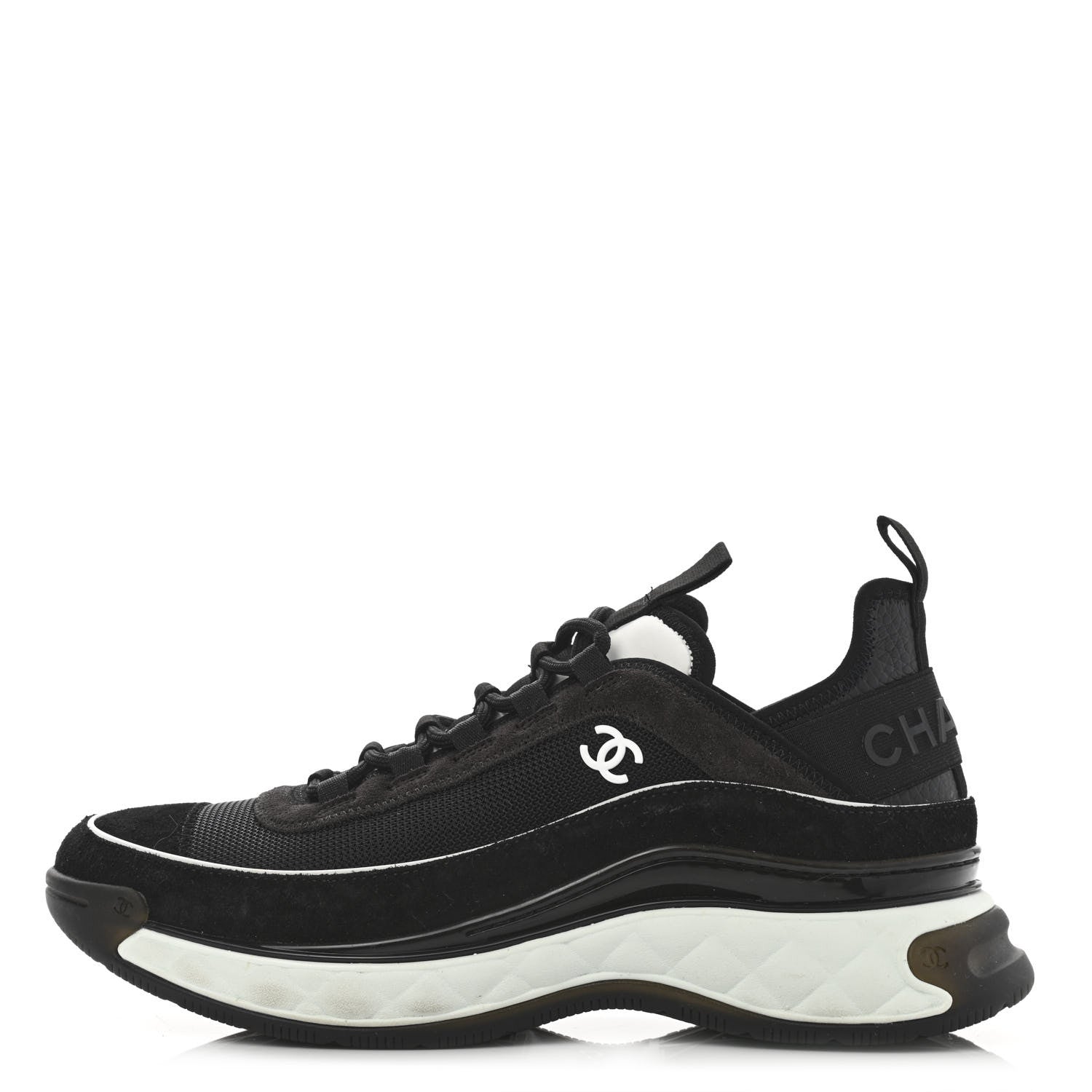 Chanel Velvet Calfskin Mixed Fibers CC Sneakers 41 Black 1 of 12
