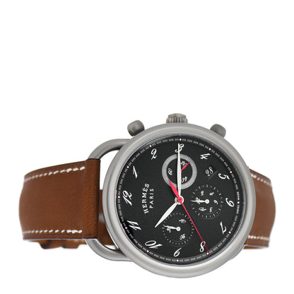 Hermes Titanium Barenia 41mm Chronograph Arceau Automatic Watch Cognac 2 of 5