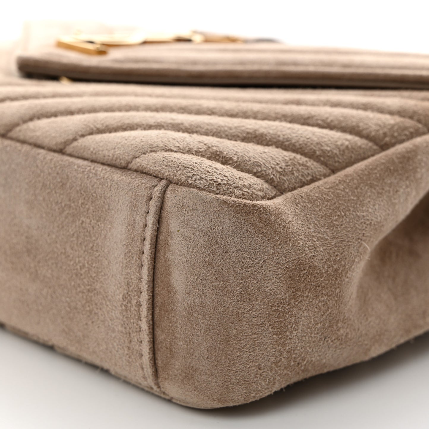 Suede Matelasse Chevron Monogram Medium College Bag Taupe
