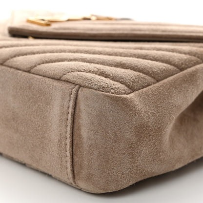 Saint Laurent Suede Matelasse Chevron Monogram Medium College Bag Taupe 11 of 11