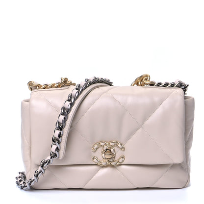 Chanel Goatskin Quilted Medium Chanel 19 Flap Beige 1 of 5
