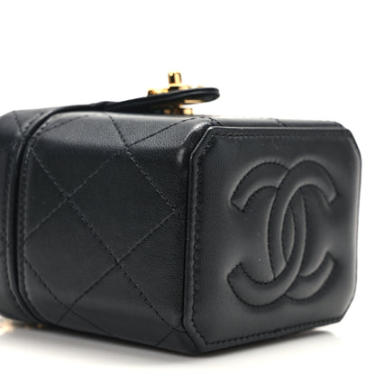 Chanel Lambskin Quilted Vanity Clutch With Chain Black 9 of 13