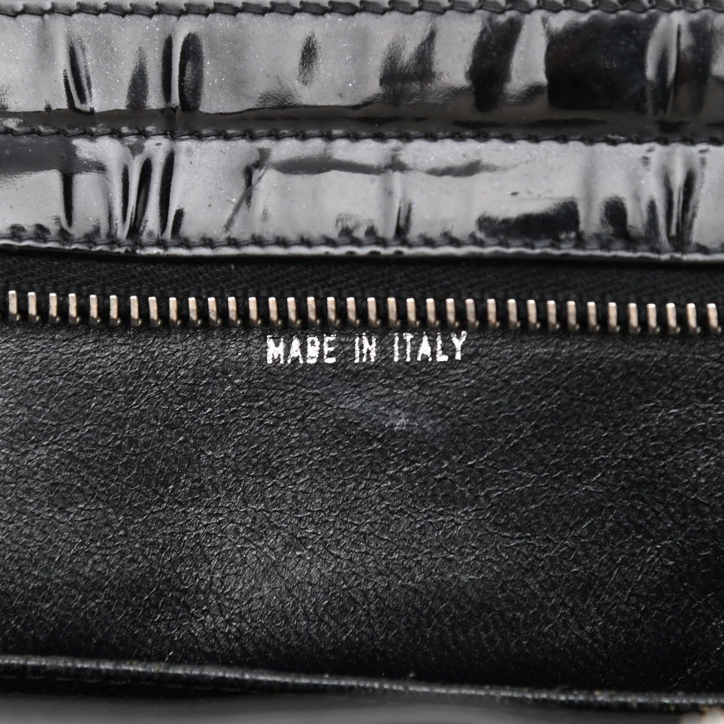 Patent Quilted Shoulder Bag Black