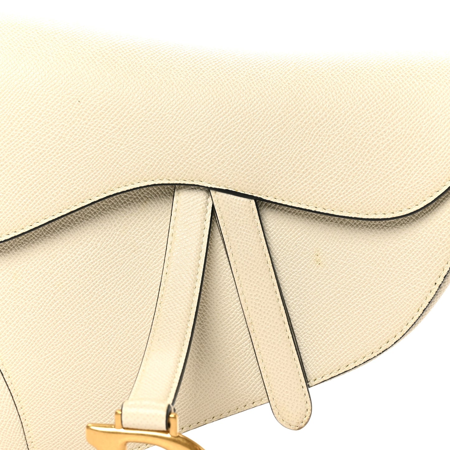 Grained Calfskin Saddle Bag White