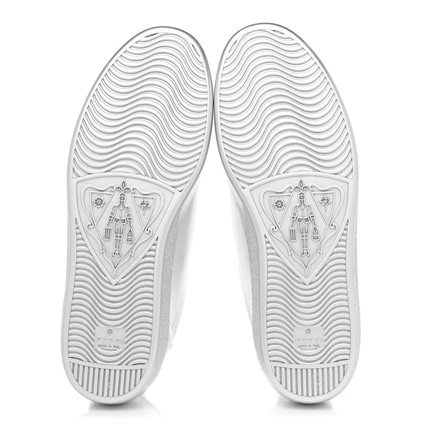 Metallic Nappa Interlocking G Perforated Mens Ace Sneakers 10 Argento