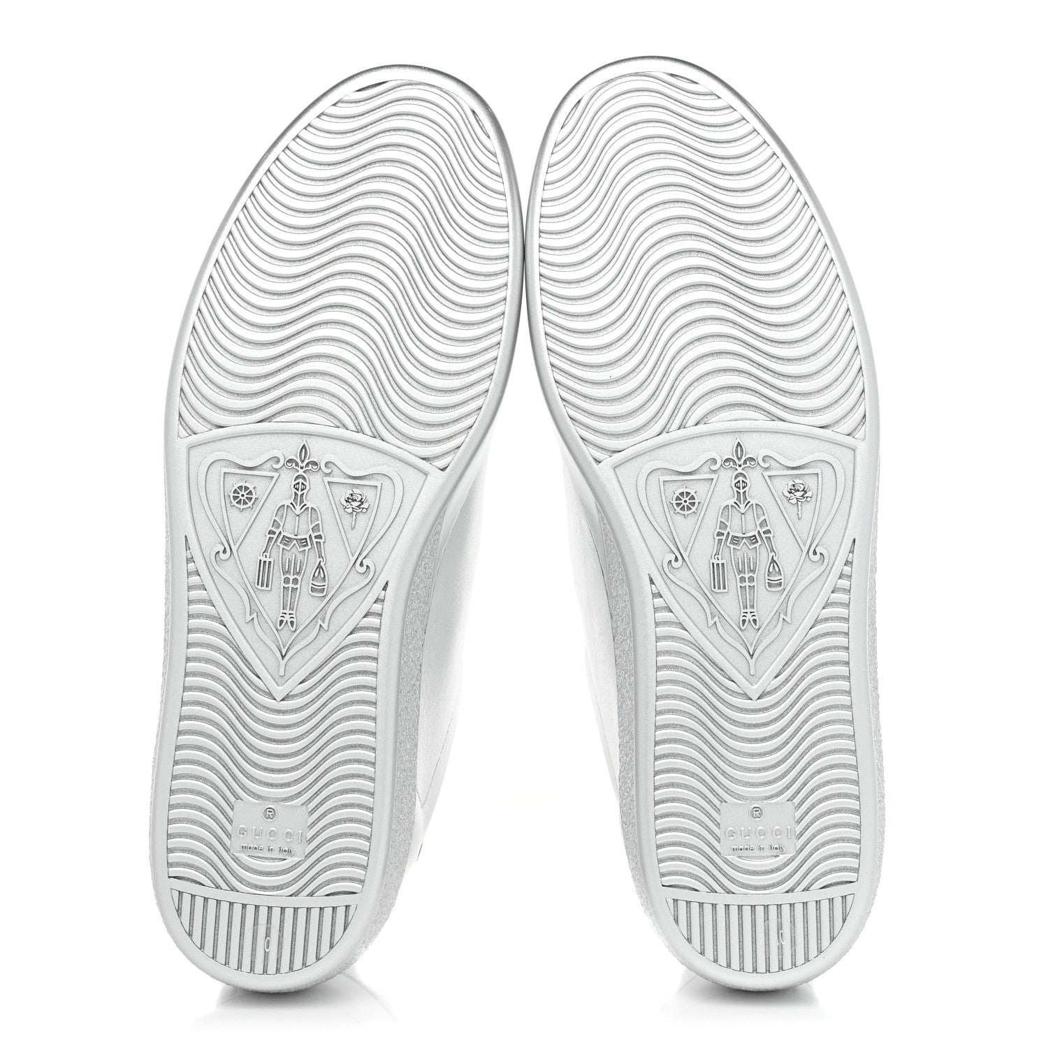 Gucci Metallic Nappa Interlocking G Perforated Mens Ace Sneakers 10 Argento 6 of 10