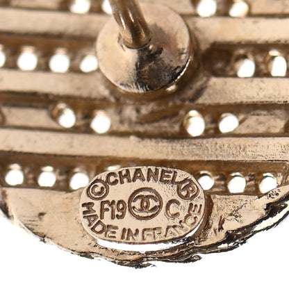 Chanel Chain CC Round Earrings Gold Pink 4 of 4