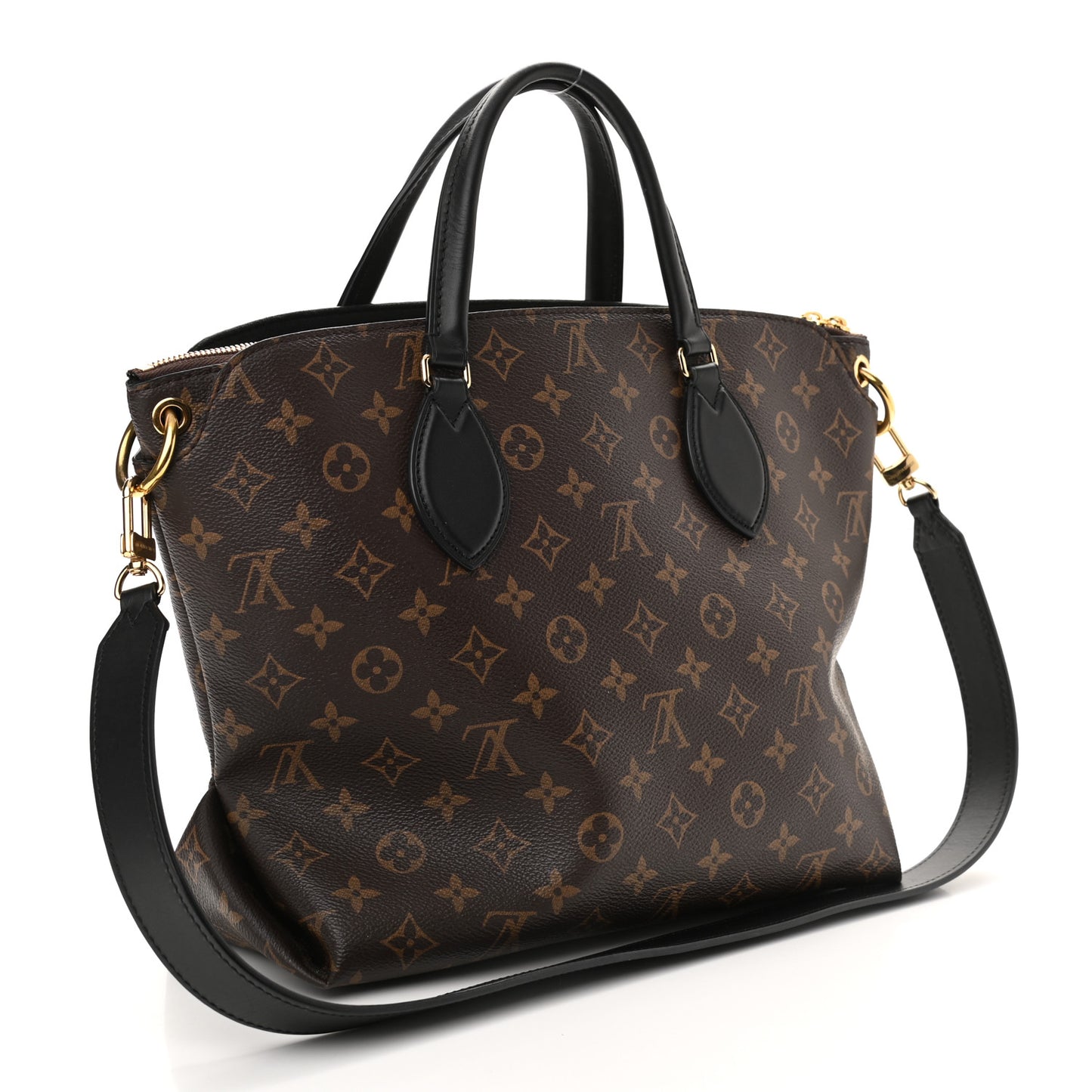 Monogram Flower Zipped Tote MM Black