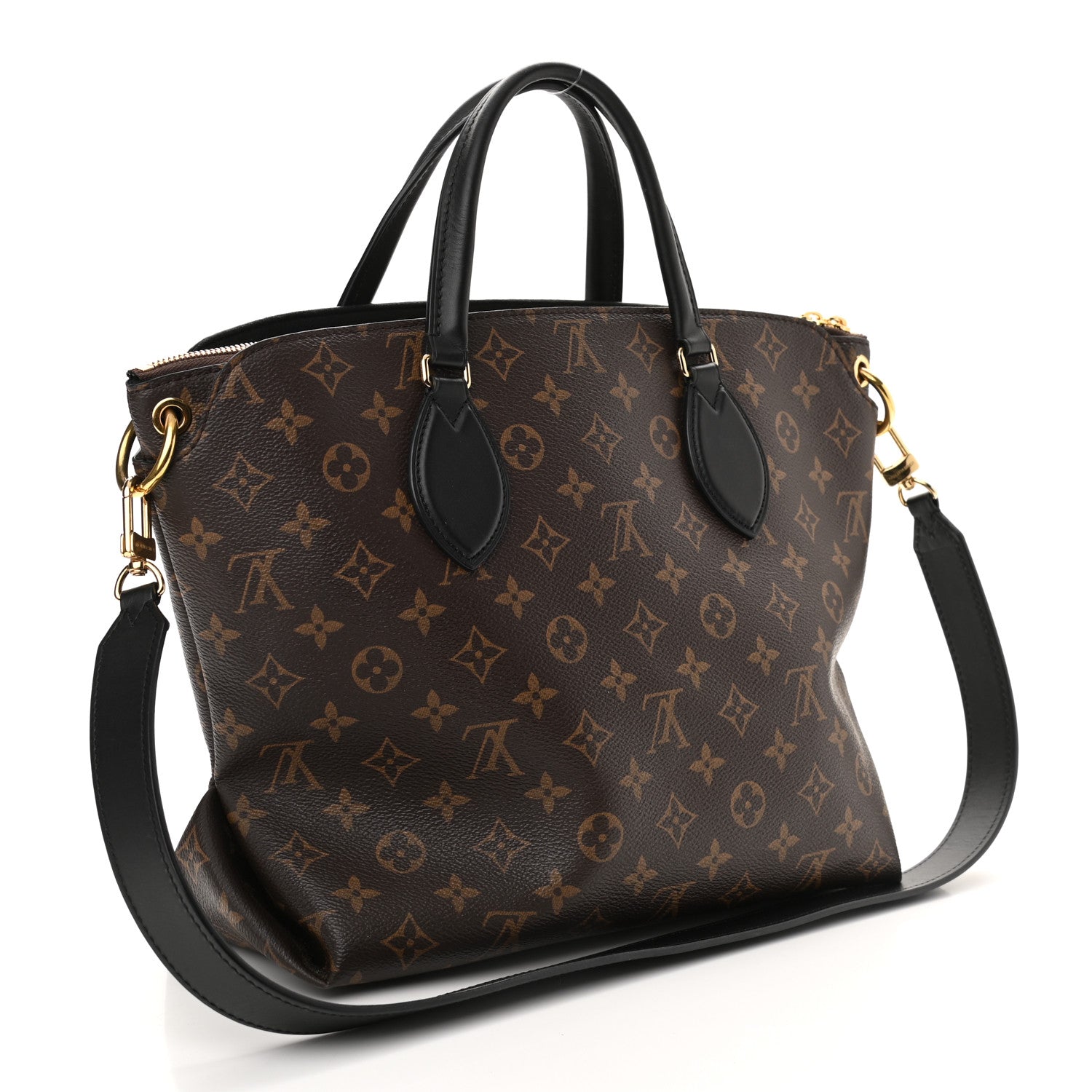 Louis Vuitton Monogram Flower Zipped Tote MM Black 3 of 9