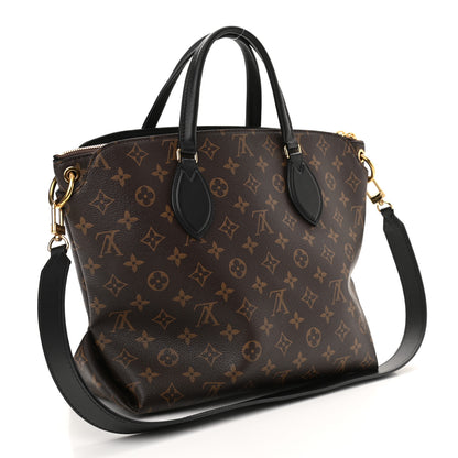 Louis Vuitton Monogram Flower Zipped Tote MM Black 3 of 9
