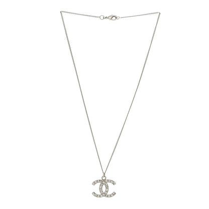 Chanel Crystal Timeless CC Necklace Silver 3 of 5