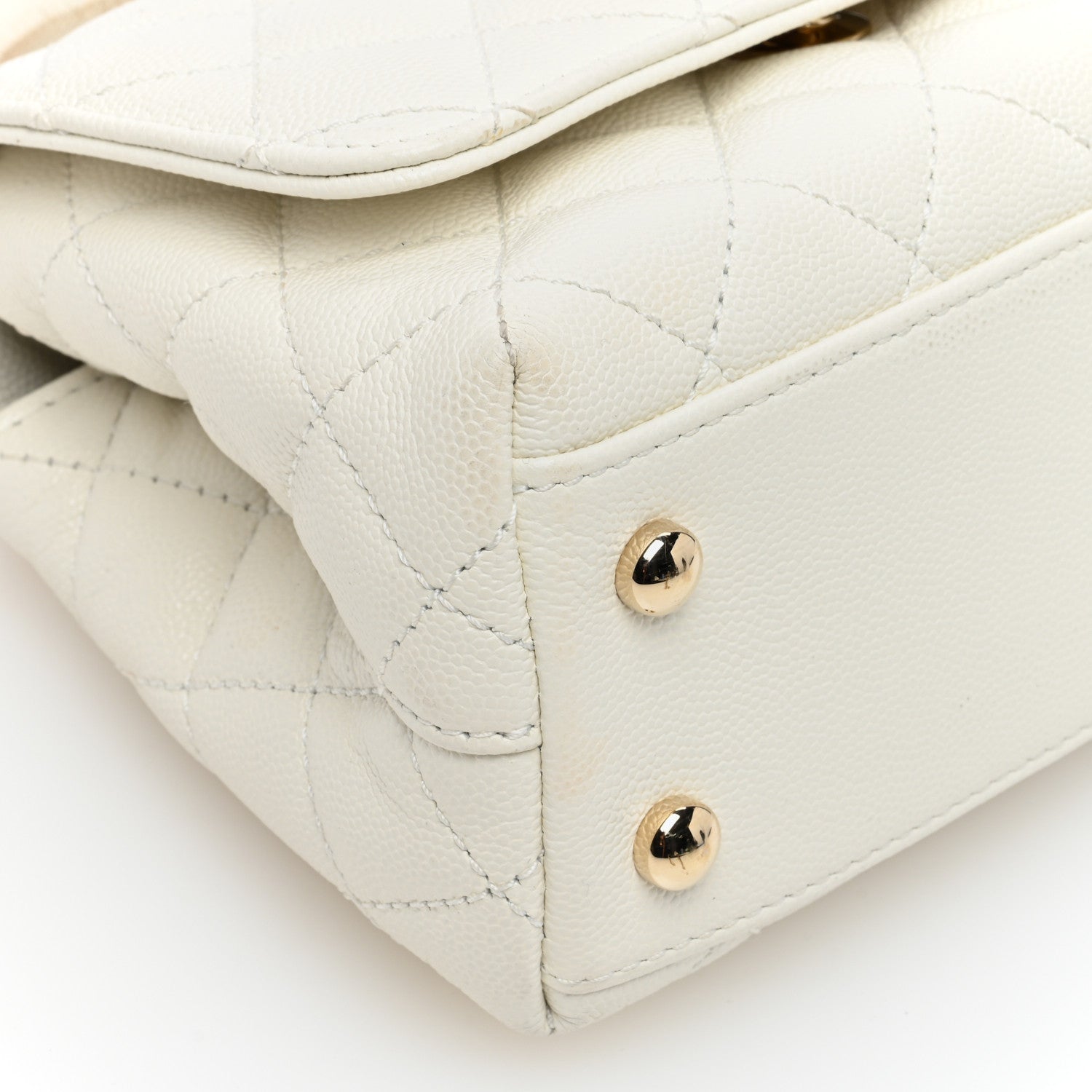 Chanel Caviar Quilted Extra Mini Coco Handle Flap White 9 of 10
