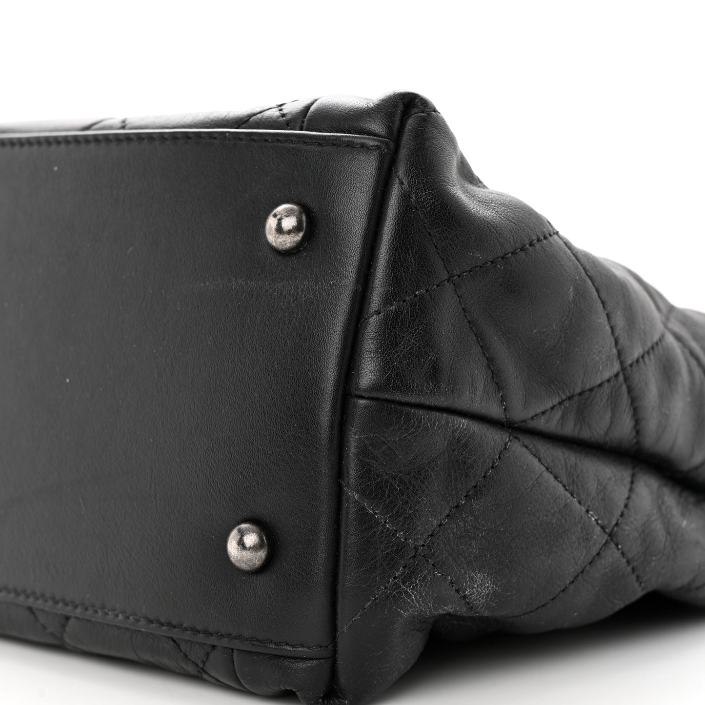 Calfskin Quilted Large Coco Pleats Tote Black
