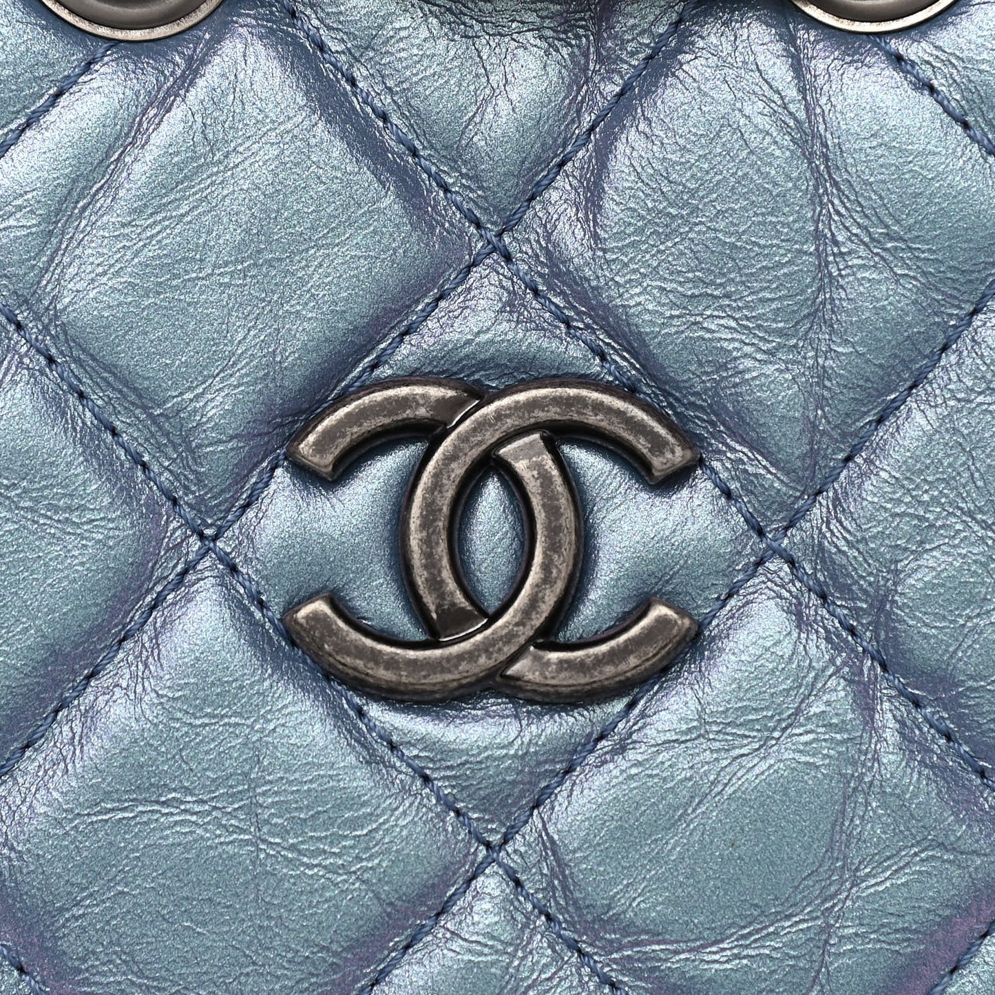 Iridescent Lambskin Calfskin Quilted Gabrielle Backpack Light Purple