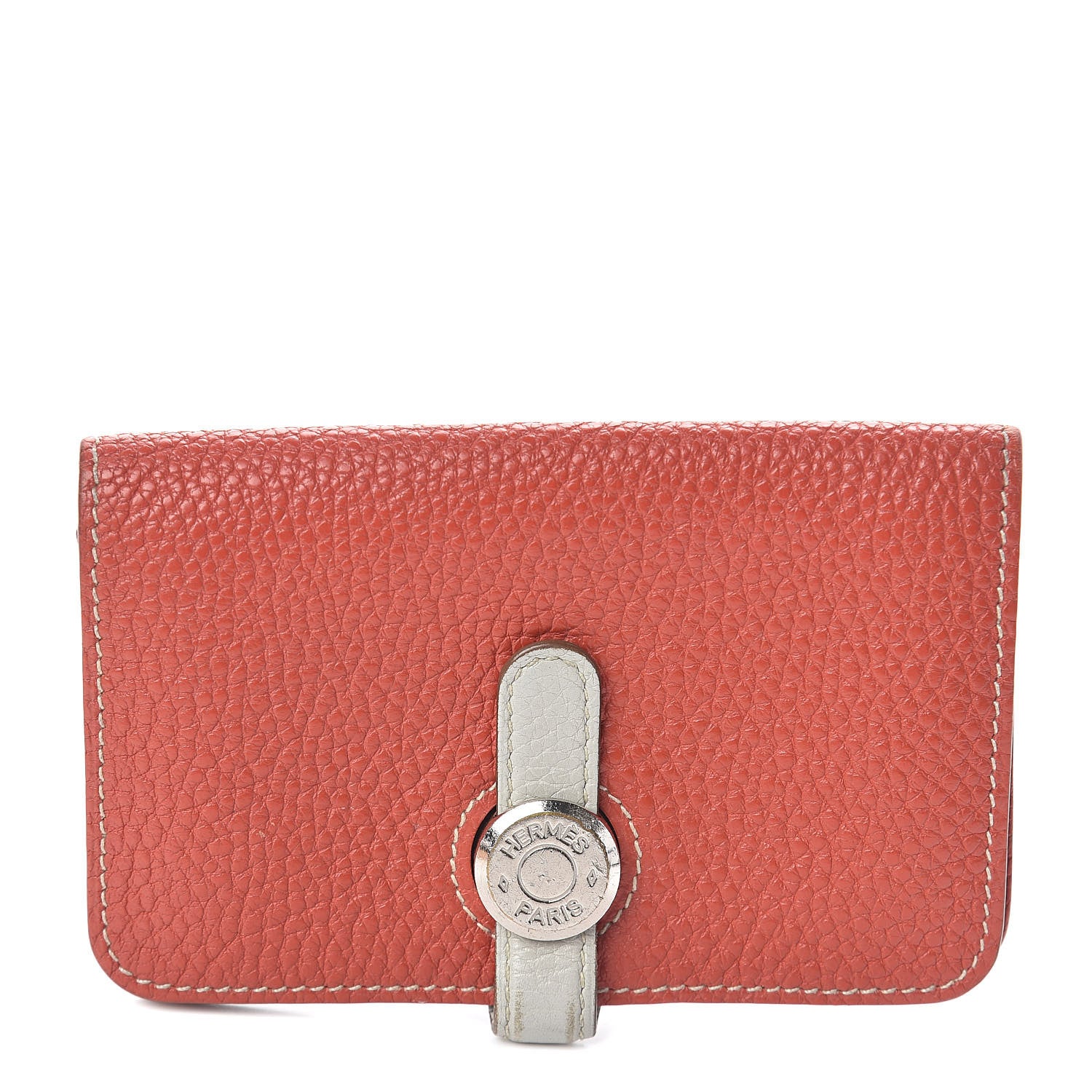 Hermes Togo Dogon Card Holder Sanguine White 1 of 6
