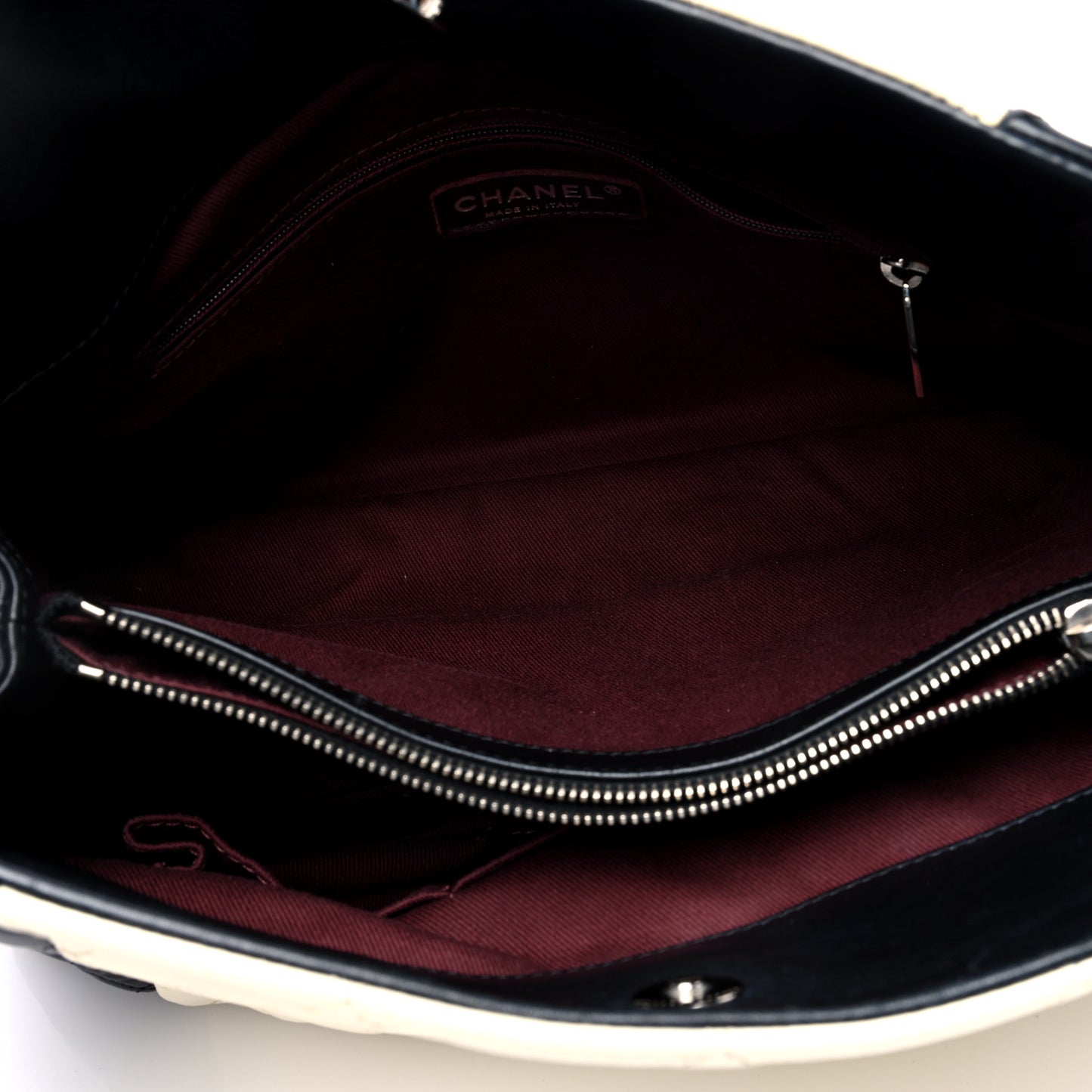 Lambskin Quilted CC Shopping Tote Black Ivory
