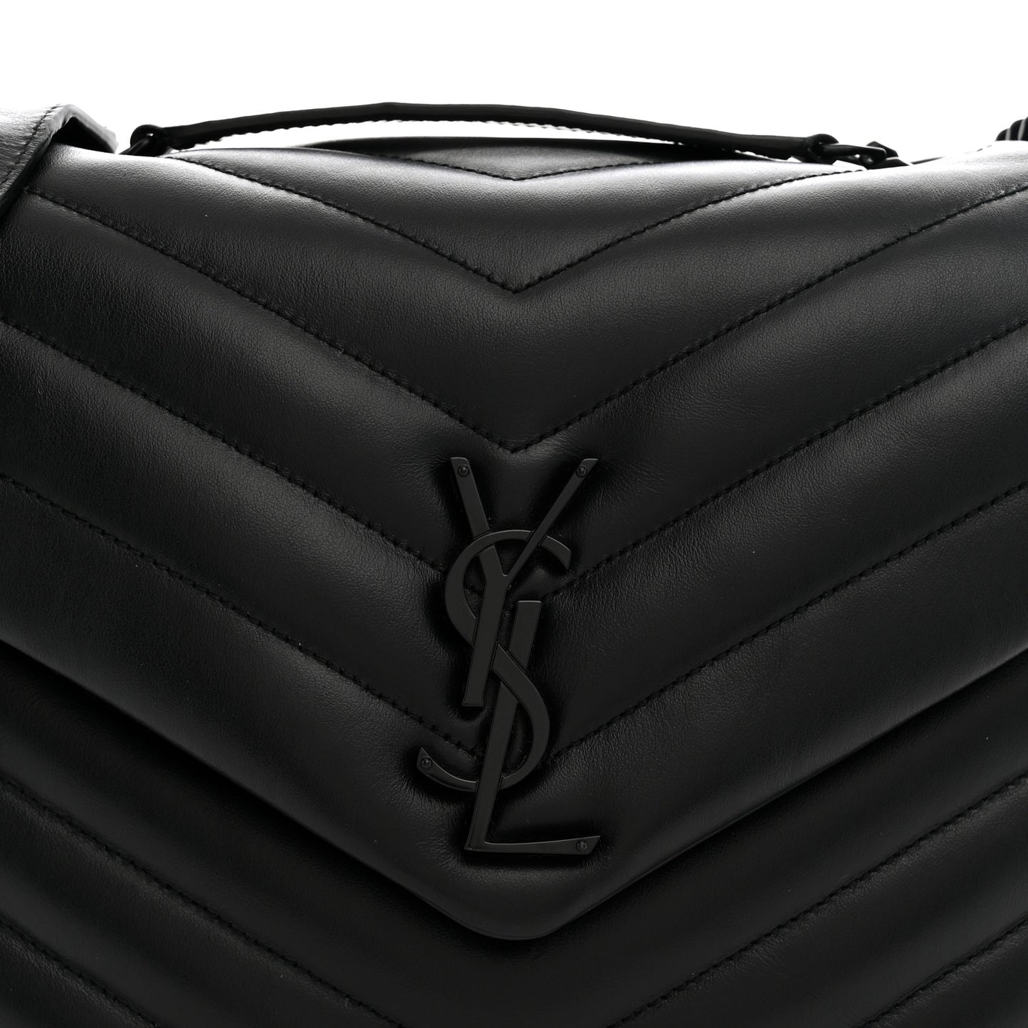 Calfskin Y Quilted Monogram Monochrome Medium Loulou Chain Satchel Black