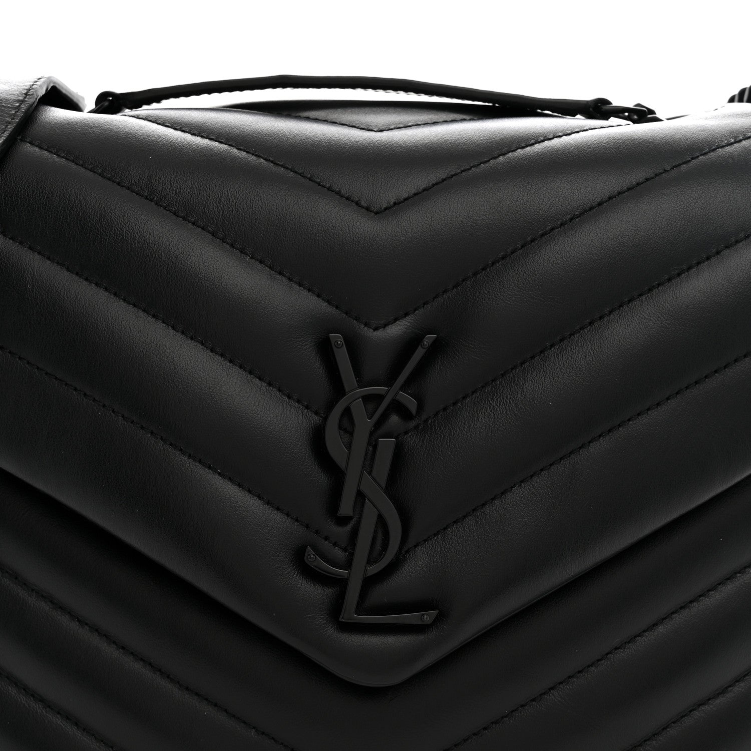 Saint Laurent Calfskin Y Quilted Monogram Monochrome Medium Loulou Chain Satchel Black 8 of 11