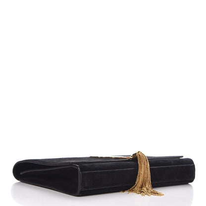 Saint Laurent Suede Cassandre Tassel Clutch Black 4 of 6