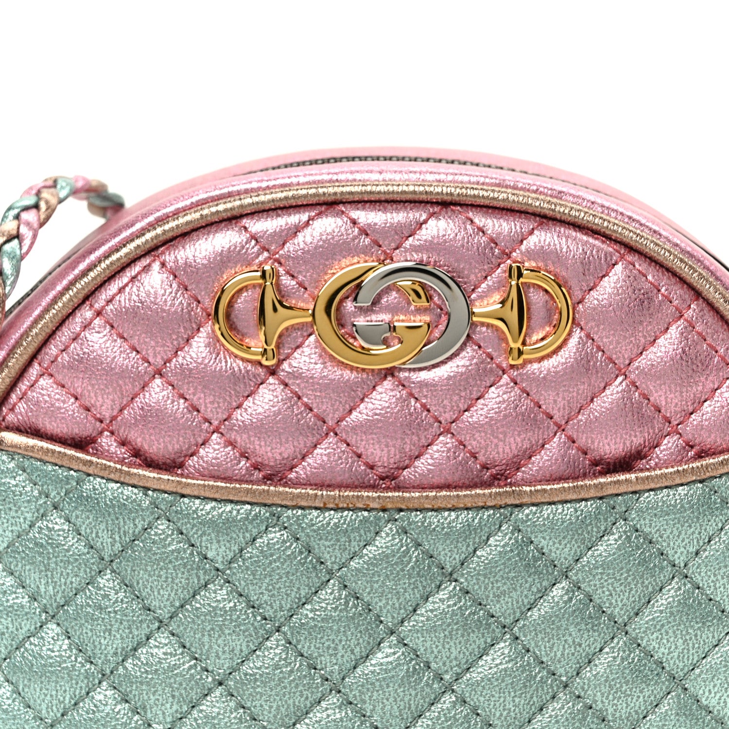 Gucci Laminated Nappa Trapuntata Mini Zumi Dome Shoulder Bag Rosa Lago Rame 8 of 11