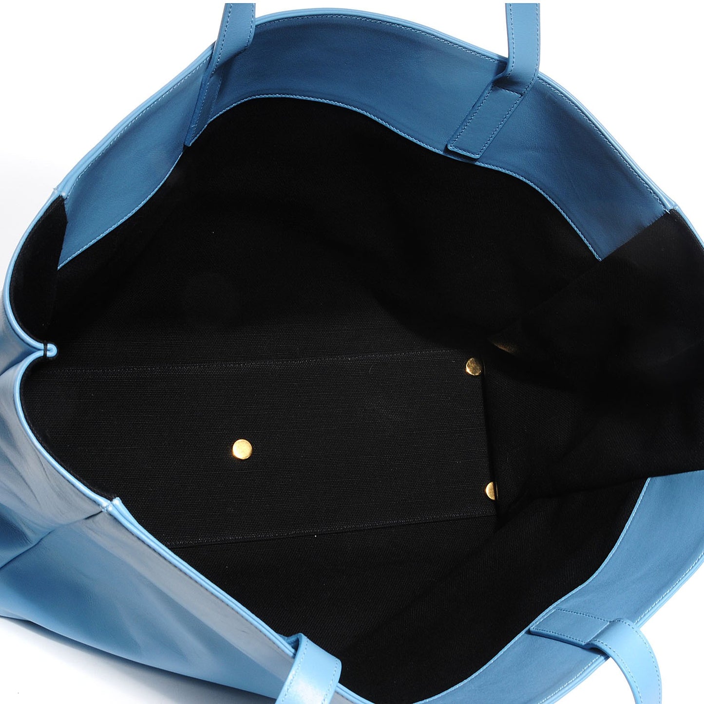 Leather Reversible East West Shopper Tote Sky Blue