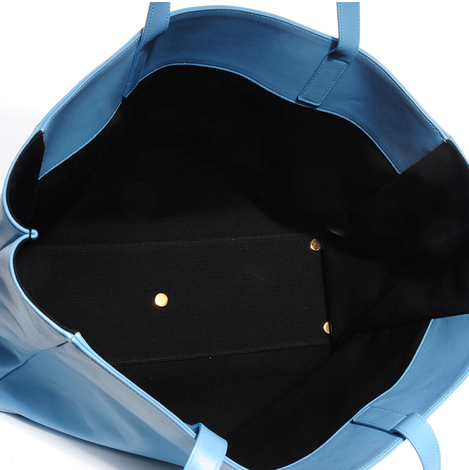 Saint Laurent Leather Reversible East West Shopper Tote Sky Blue 6 of 9