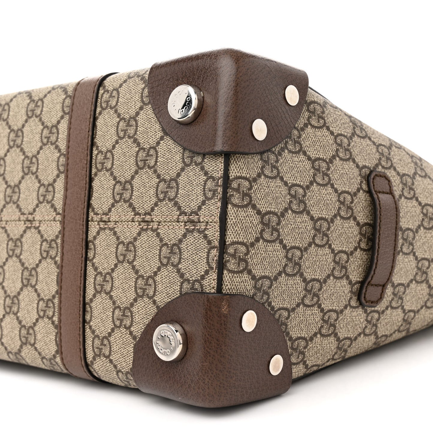GG Supreme Monogram Textured Dollar Calfskin Medium Detail Tote Beige Ebony New Acero