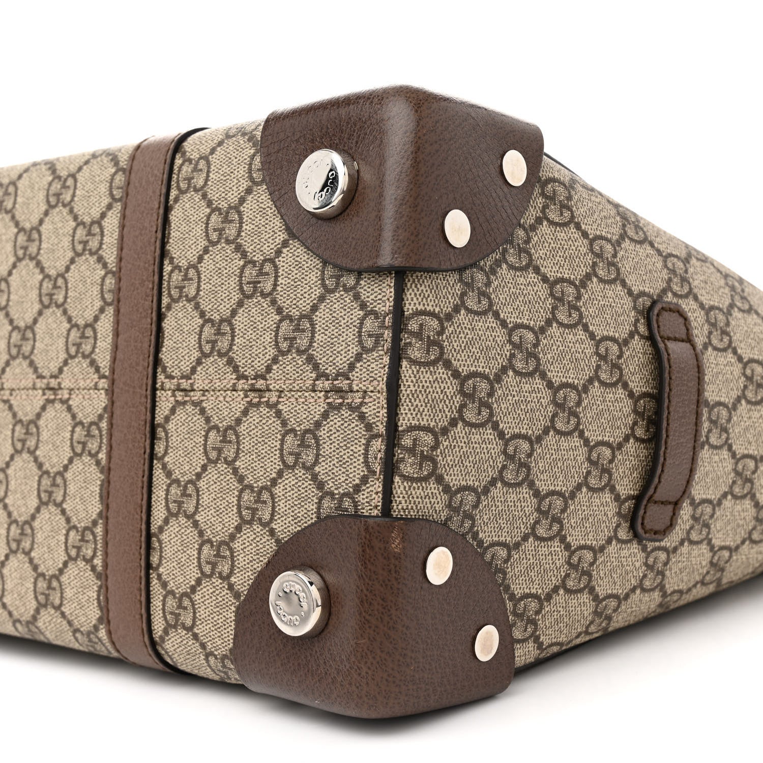 Gucci GG Supreme Monogram Textured Dollar Calfskin Medium Detail Tote Beige Ebony New Acero 10 of 12