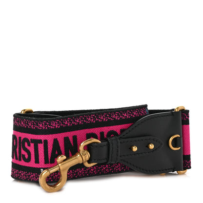 Christian Dior Canvas Embroidered Shoulder Strap Fuchsia Bleu 1 of 4