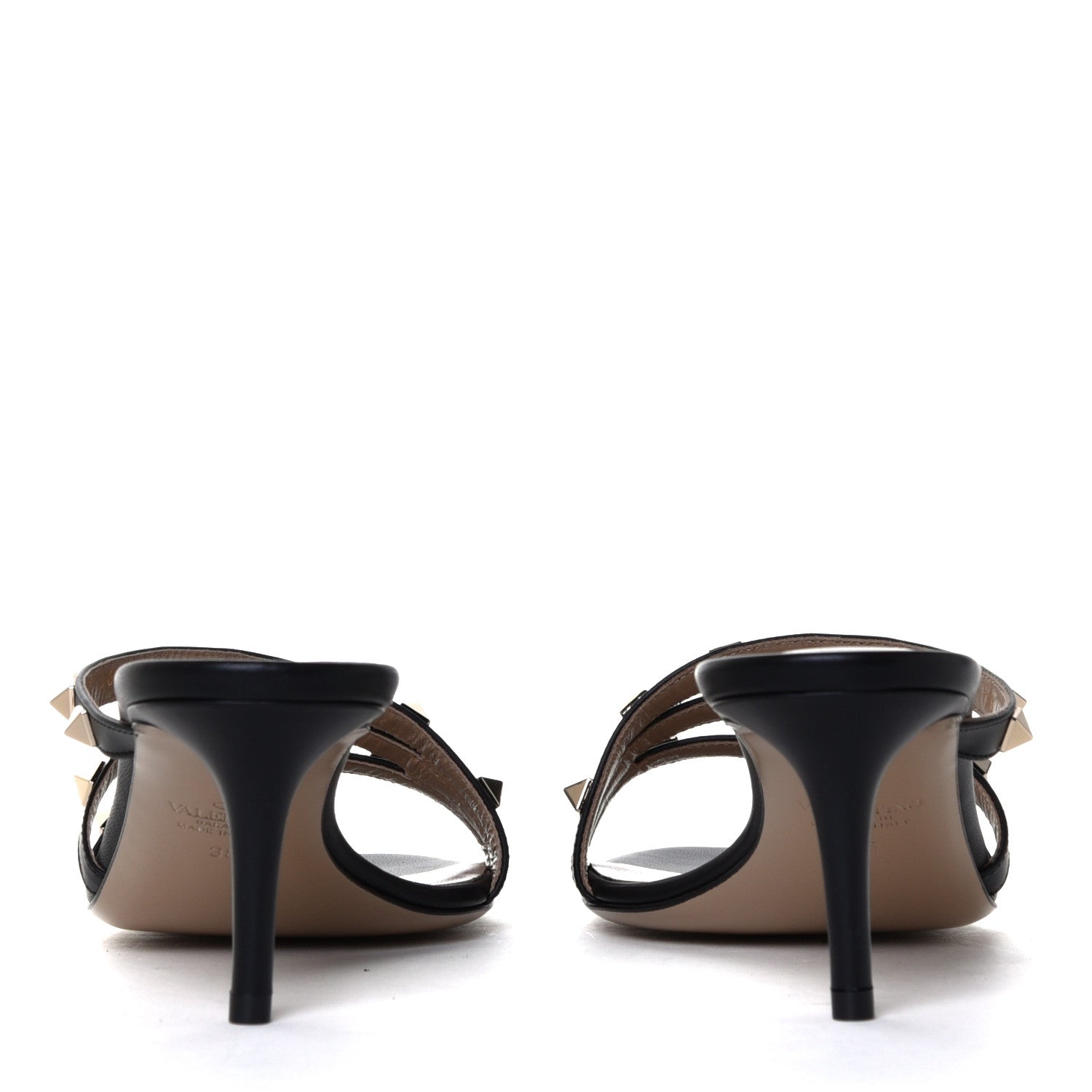 Valentino Garavani Calfskin Nappa Rockstud 60mm Slide Sandals 38 Black 9 of 12