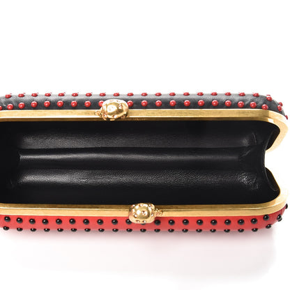 Alexander McQueen Nappa Bi-Color Twin Skull Box Clutch Black Red 5 of 7