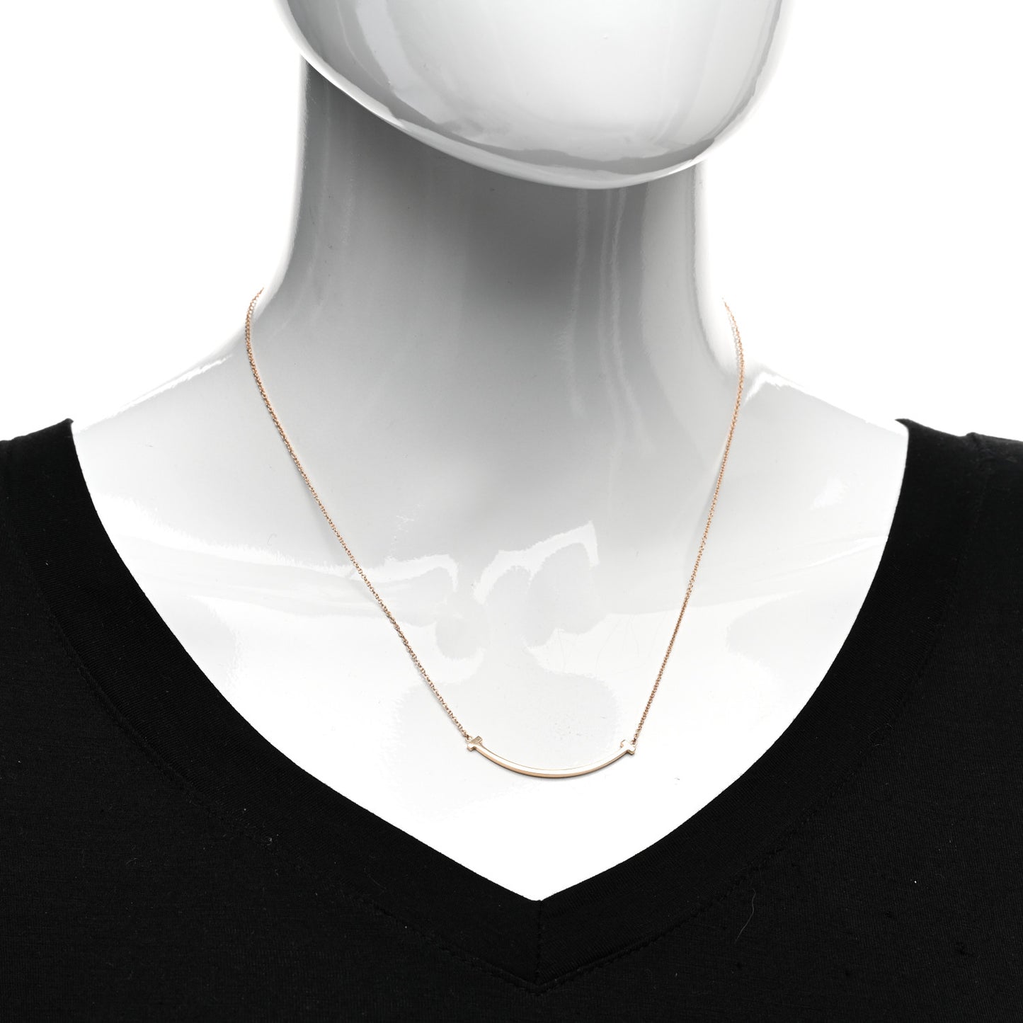 18K Rose Gold Small T Smile Pendant Necklace