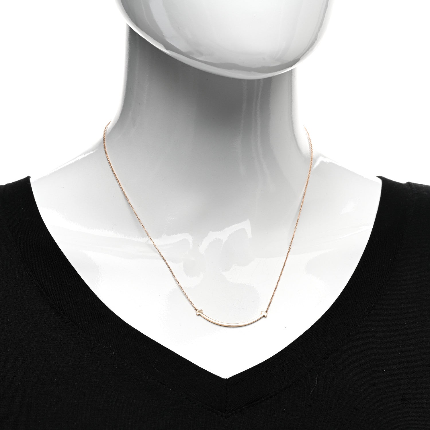 Tiffany 18K Rose Gold Small T Smile Pendant Necklace 2 of 4