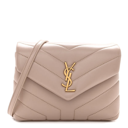 Saint Laurent Calfskin Y Quilted Monogram Toy Loulou Crossbody Bag Nude Powder 1 of 11