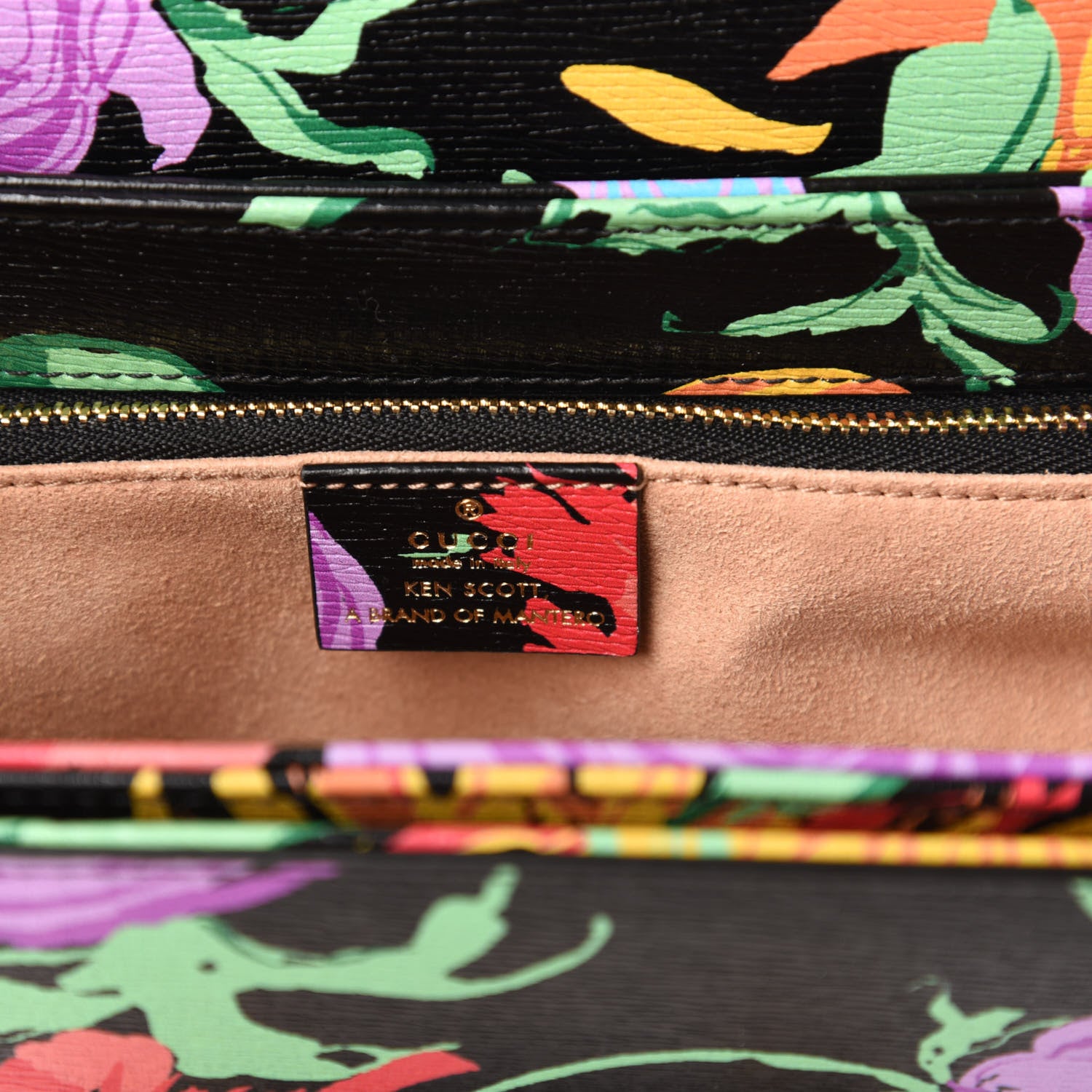 Gucci X KEN SCOTT New Shangai Calfskin Jenny Floral Print Horsebit 1955 Shoulder Bag Black Pink 8 of 11