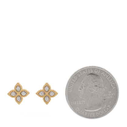 Roberto Coin 18K Yellow Gold Diamond Small Princess Flower Stud Earrings 2 of 5