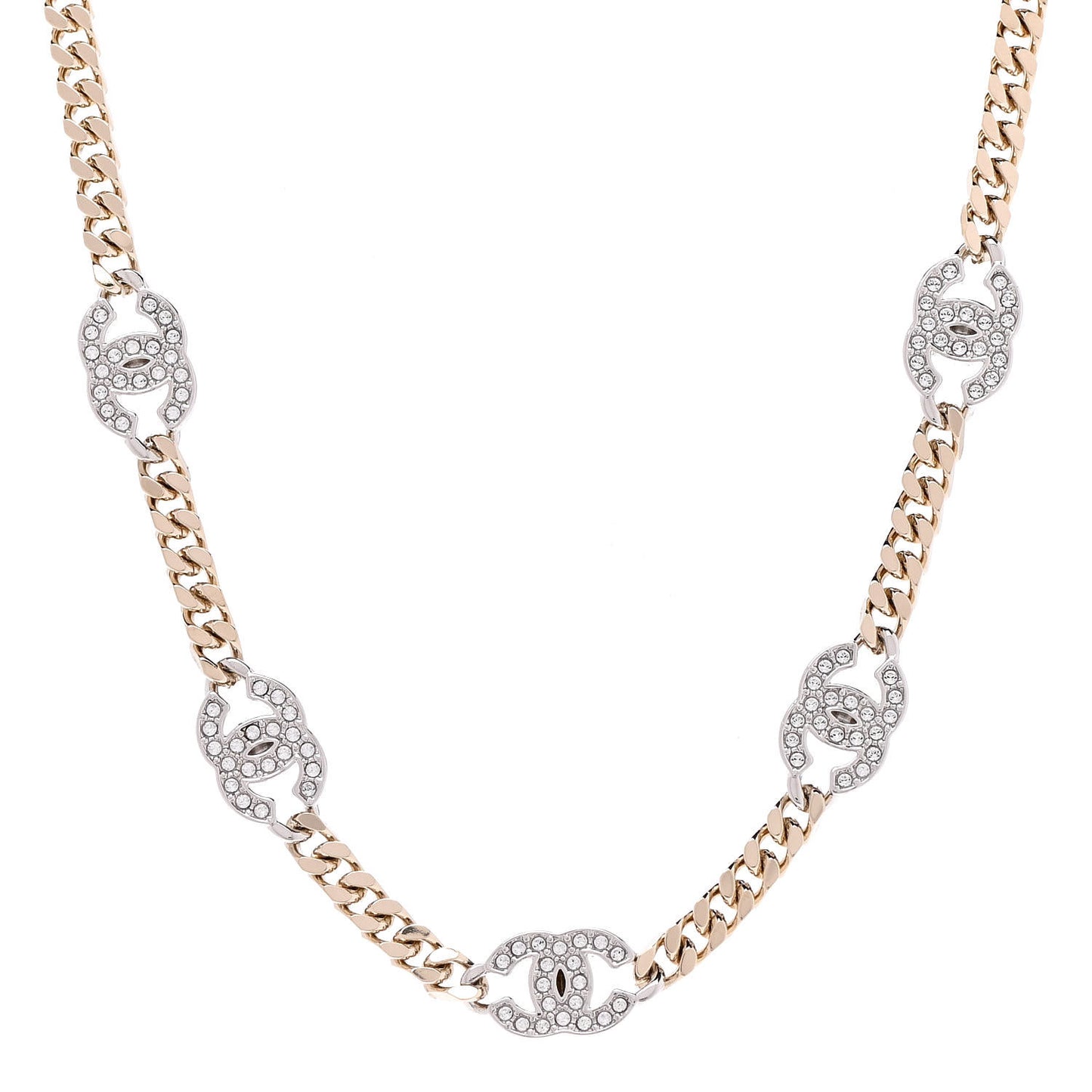 Crystal Chain CC Choker Gold Silver