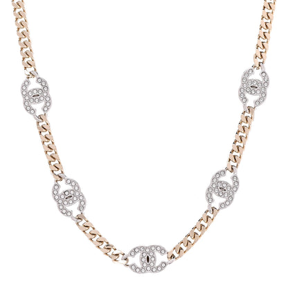 Chanel Crystal Chain CC Choker Gold Silver 1 of 7