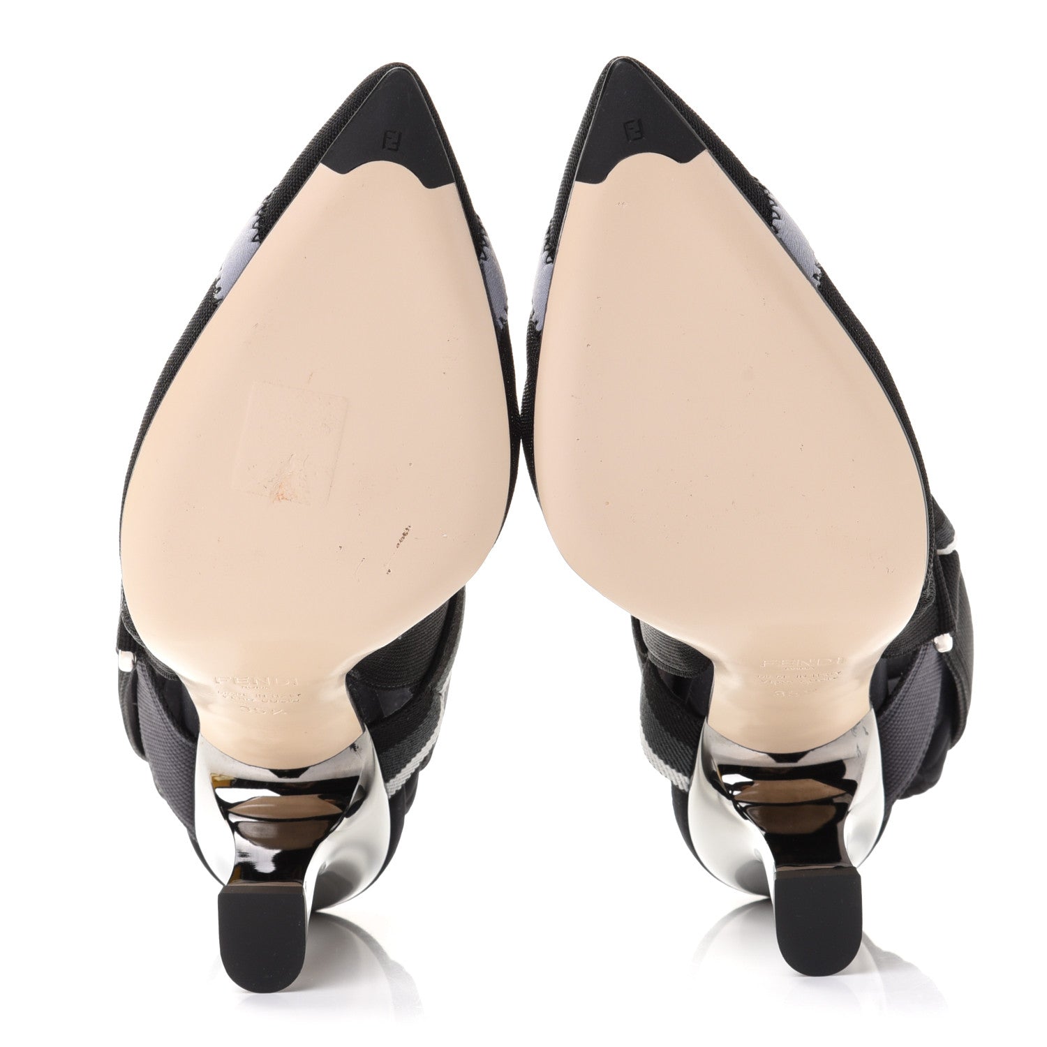Fendi Technical Mesh Colibri 85mm Slingback Pumps 35.5 Black Asfalto 5 of 8