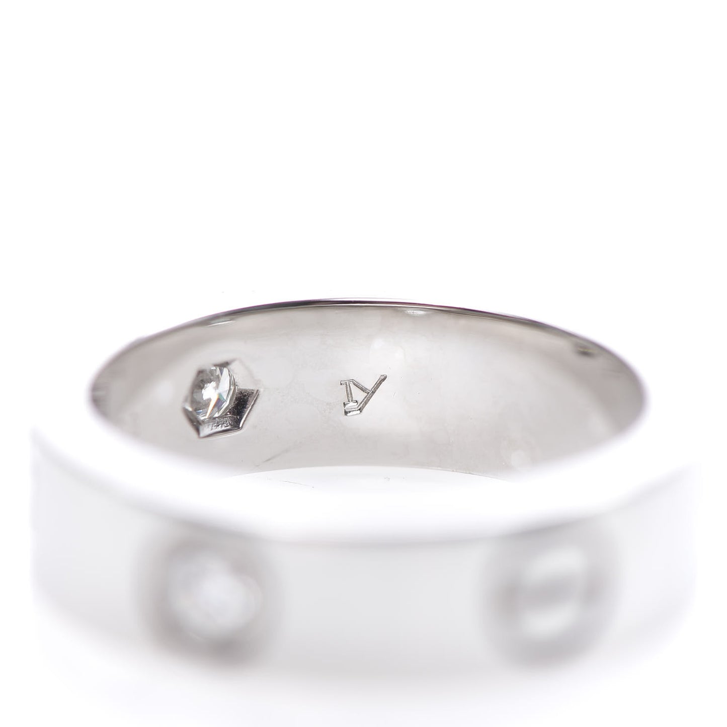 18K White Gold 3 Diamond 5.5mm LOVE Ring 51 5.75
