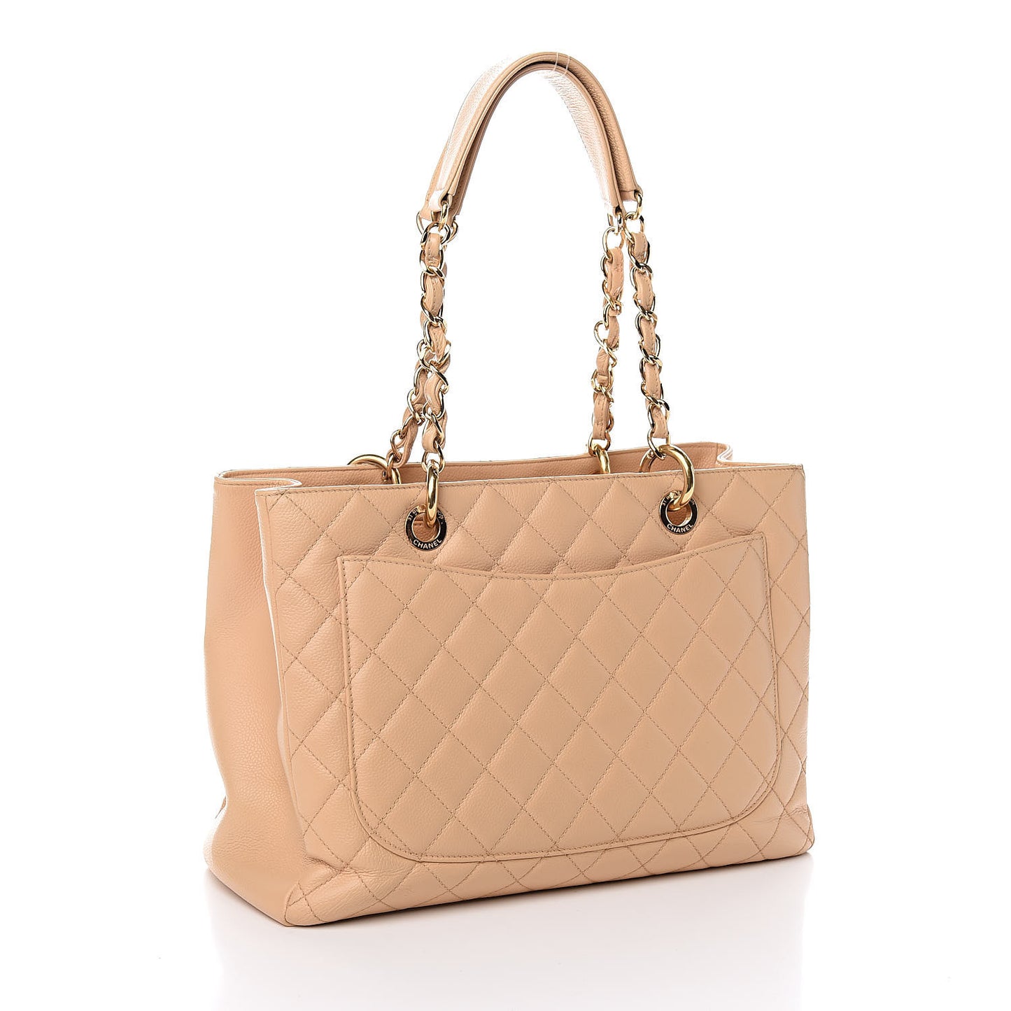 Caviar Quilted Grand Shopping Tote GST Beige