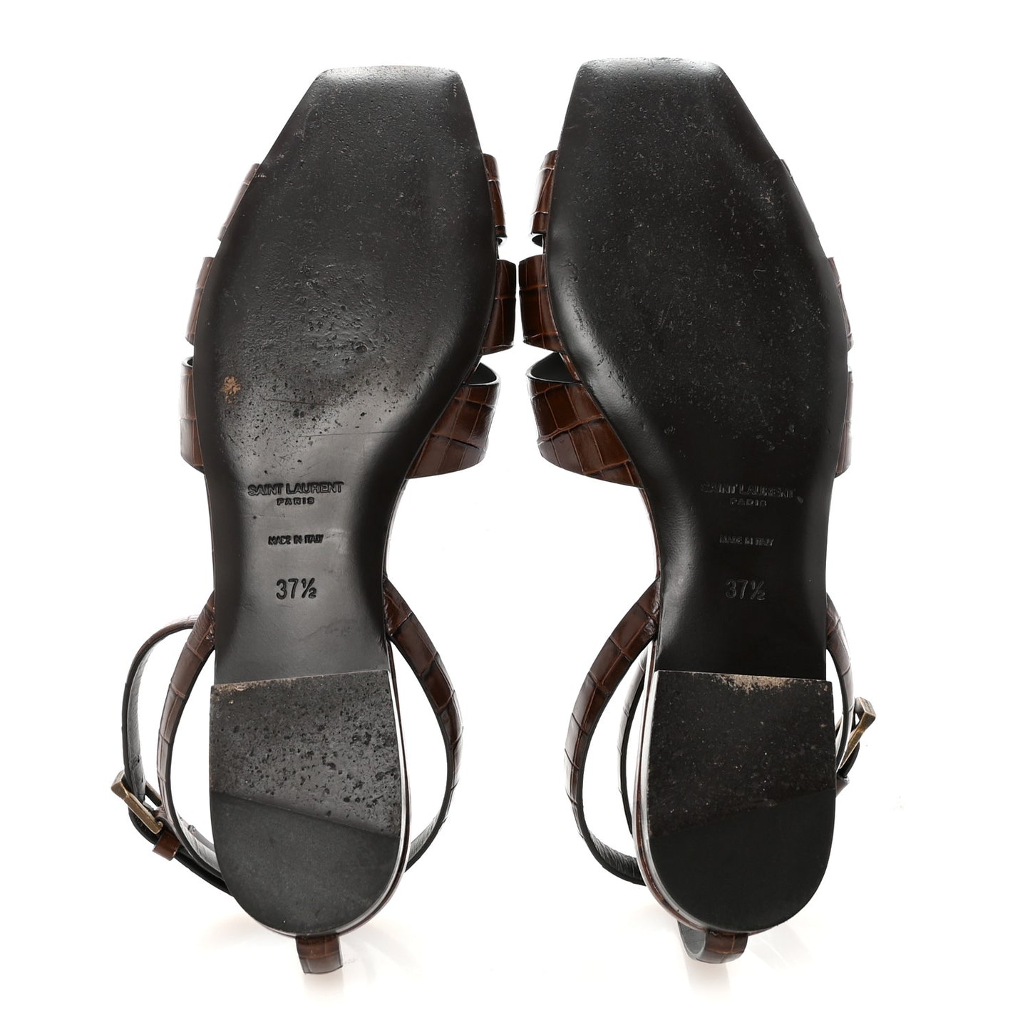 Calfskin Crocodile Embossed Tribute 05 Ankle Strap Sandals 37.5 Moro