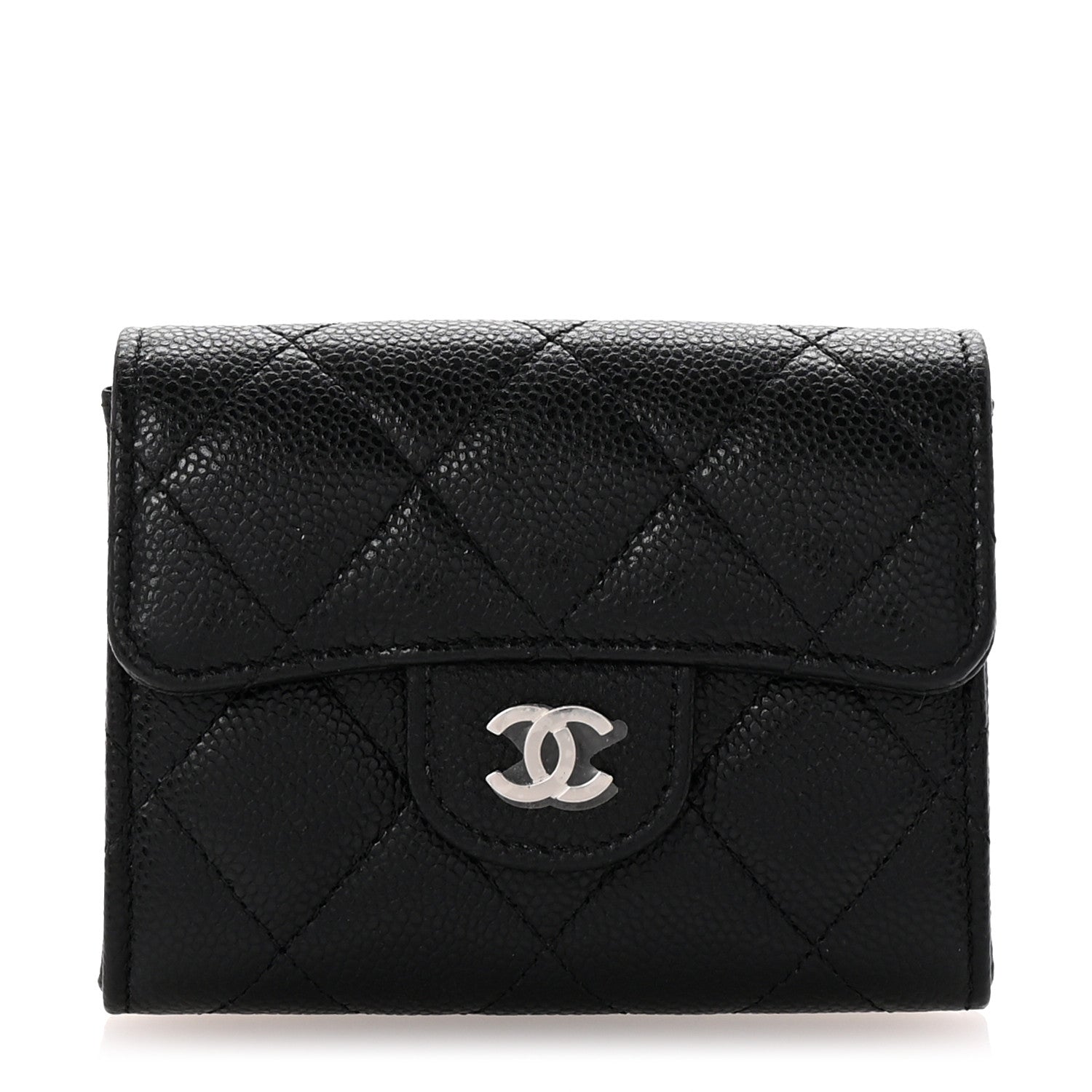 Chanel Caviar Quilted Flap Card Holder Wallet Black 1 of 9