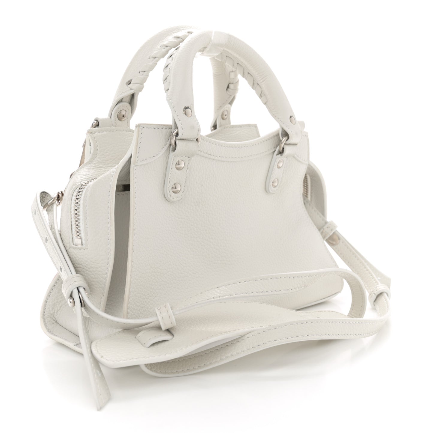 Grained Calfskin Neo Classic Silver Hardware Mini City White